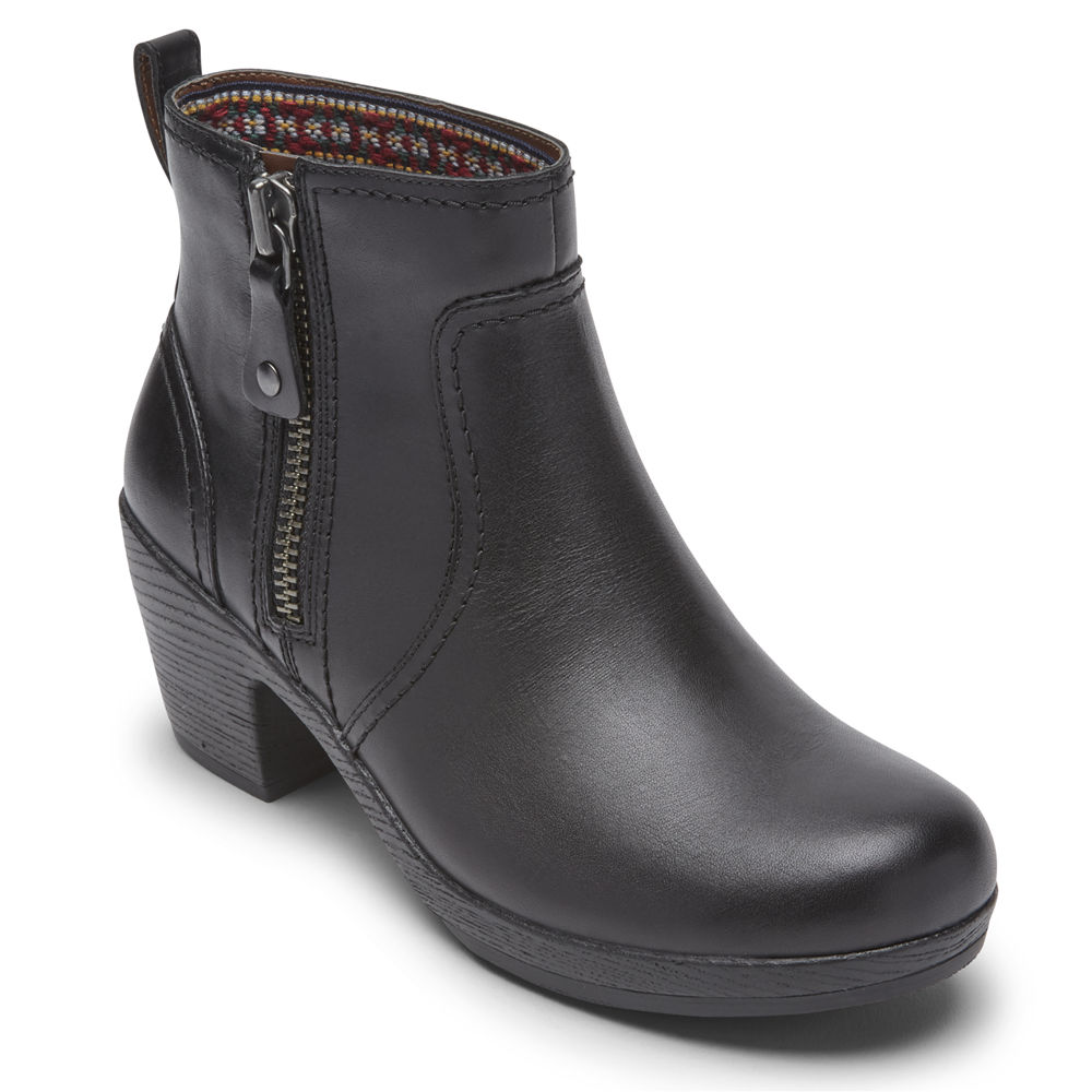 Rockport Womens Boots Black - Cobb Hill Presley Zipper - UK 721-OZAFSM